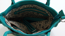 Trendy CROSSBODY tyrkysová kabelka taška s CVOČKY