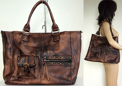Elegantní trendy prostorná hnědá kabelka taška